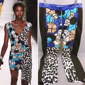 Tracy Reese Mixed Media Leopard Print Capri Pants